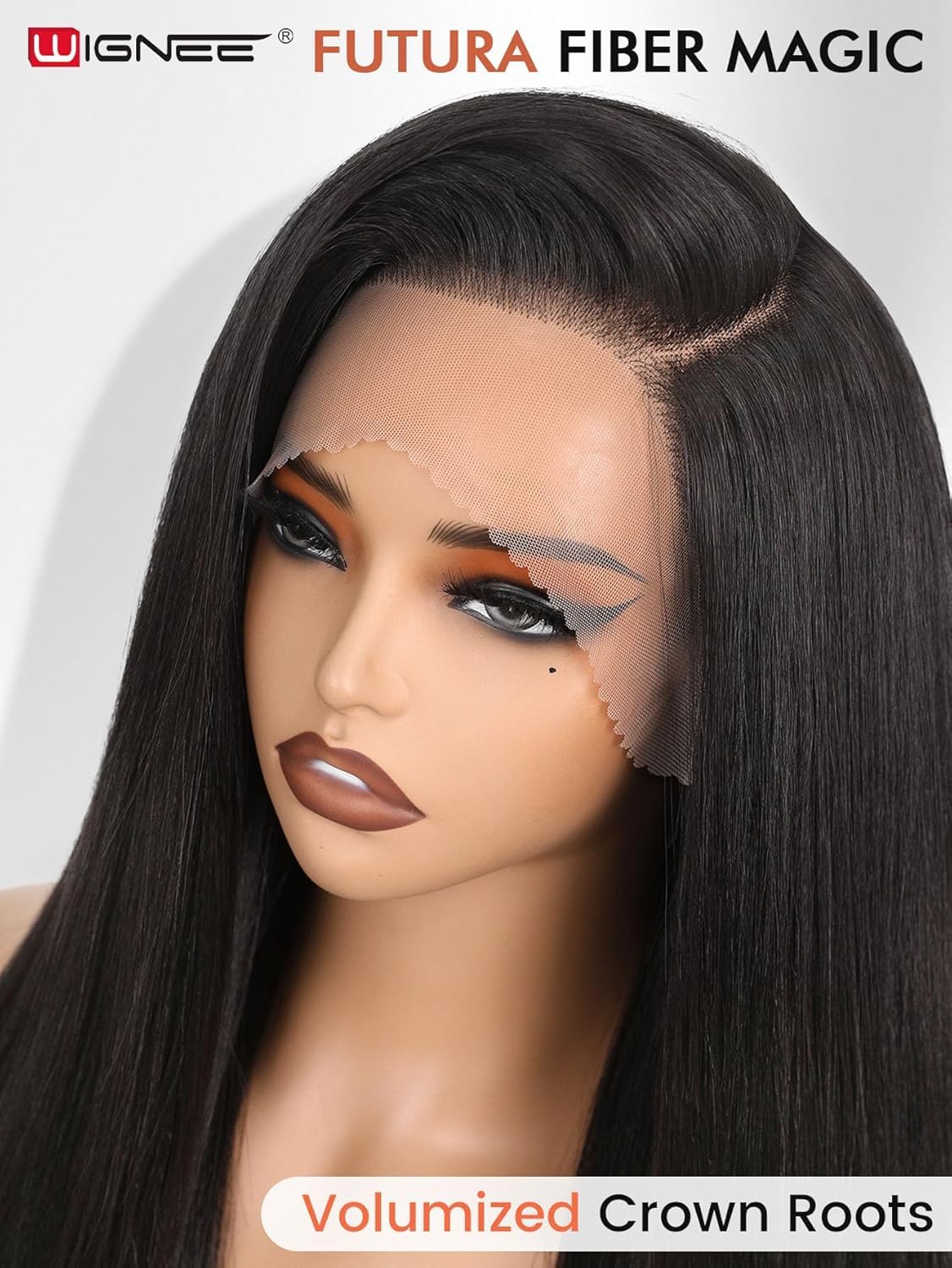 WIGNEE Lace Front Wig Recta Negro 13x6 Prepeluca Diario Y Fiesta
