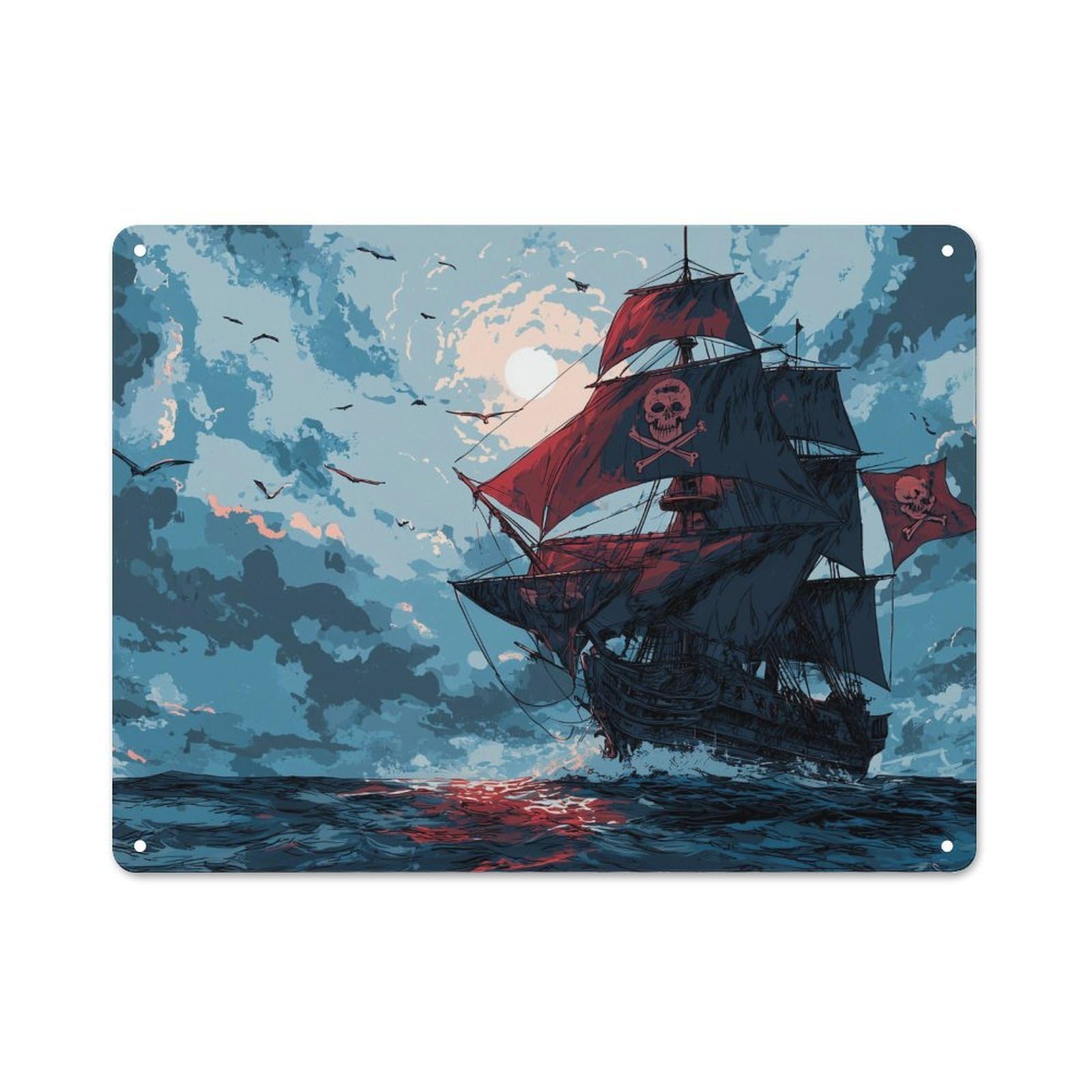 Junmoney Skull & Crossbones Voyage Vintage Metal Sign 30X40cm, Vintage Cafe Wall Decor For Takeaway, Bar, Kitchen Or Counter Area
