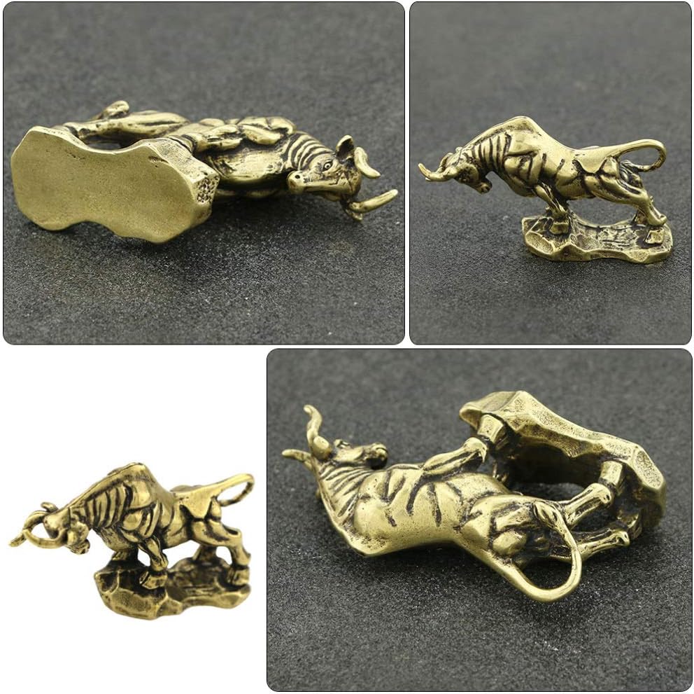 Toddmomy Bull Figurine Feng Shui Fortune Wall Street Bull Statue Ox Year Figurine Ox Sculpture For Chinese Souvenirs Gifts Home Office Decor - Image 4