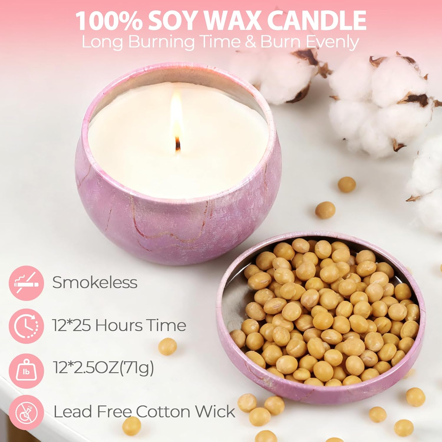 Gifts for Women,12 Pack Scented Candles Gift Set, 300 Hour Long Lasting Soy Wax Candles for Home Scented, Aromatherapy Candle, Ideal for Birthday, Christmas Thank You Gifts, Valentine's Day Gift - Image 3