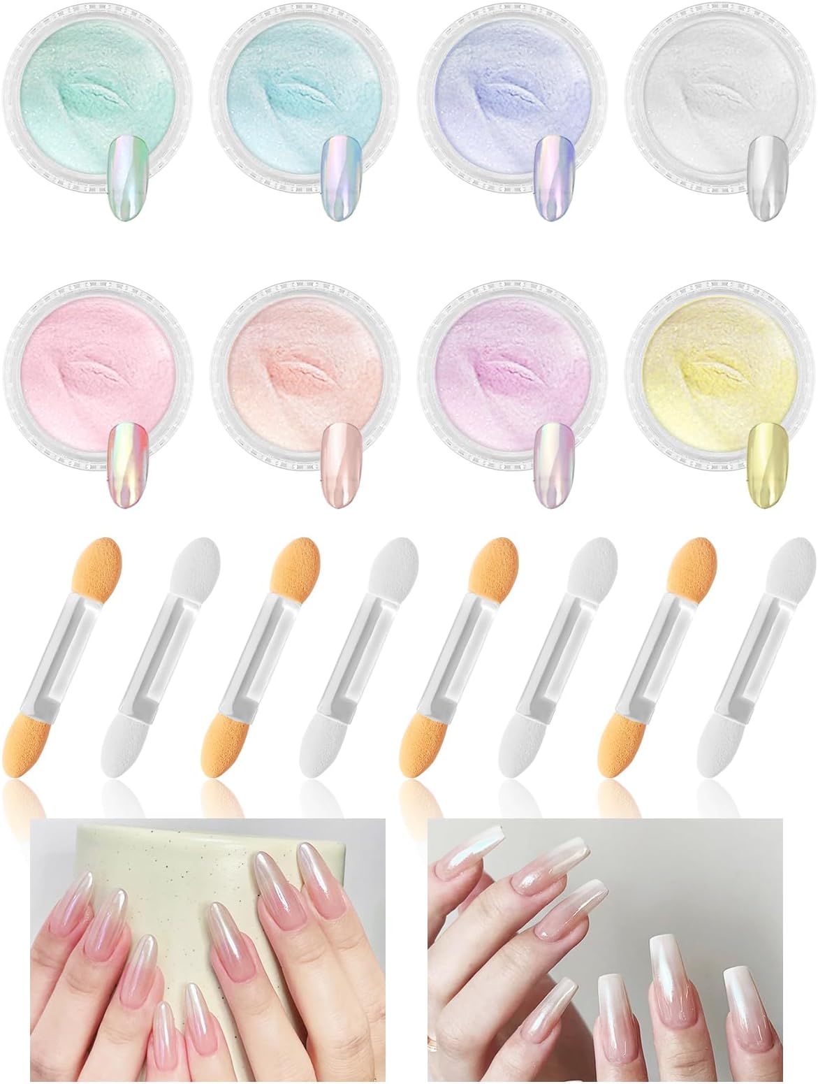 Ysimple 8 Schachteln Chrome Nail Powder Pearl, Neonail Glassy Pearl Effect Nagelpuder Mit 8