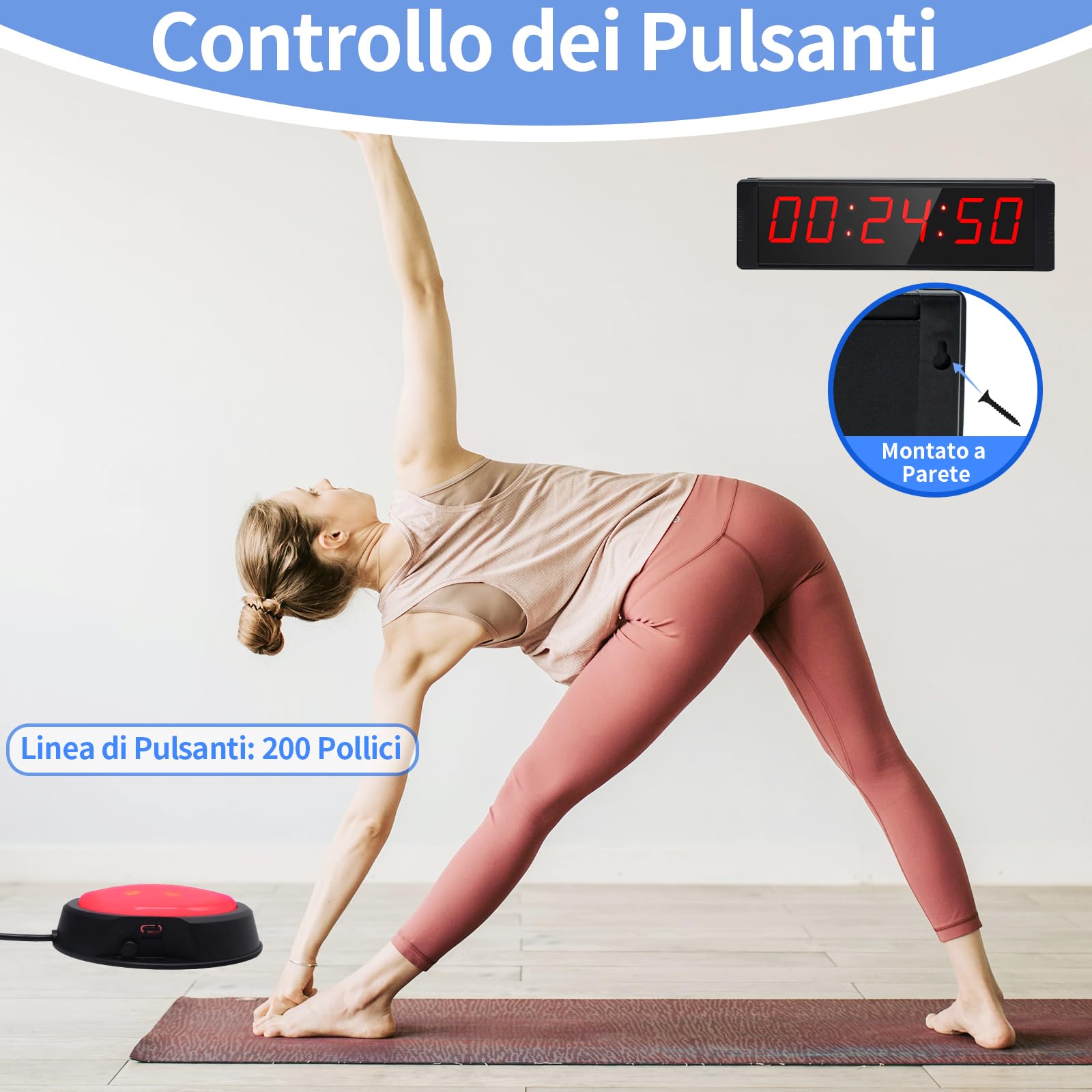 Countdown Timer 12/24H Orologio da Parete Digitale con Telecomando Ricaricabile Cronometro Sportivo