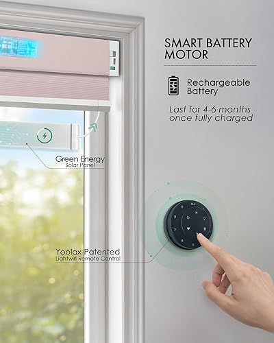 Miniatura 59 de Yoolax Persianas celulares motorizadas compatibles con Alexa, persianas motorizadas opacas inteligentes de panal para ventanas, persianas Color gris