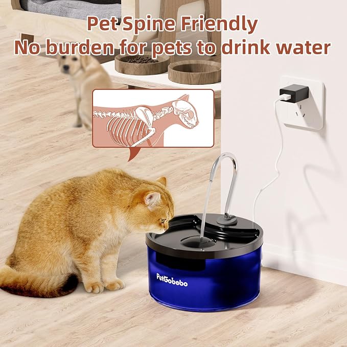 Fuente de Agua para Gatos 3L PetGoBoBo con Filtro, Silenciosa, Negra miniatura 4