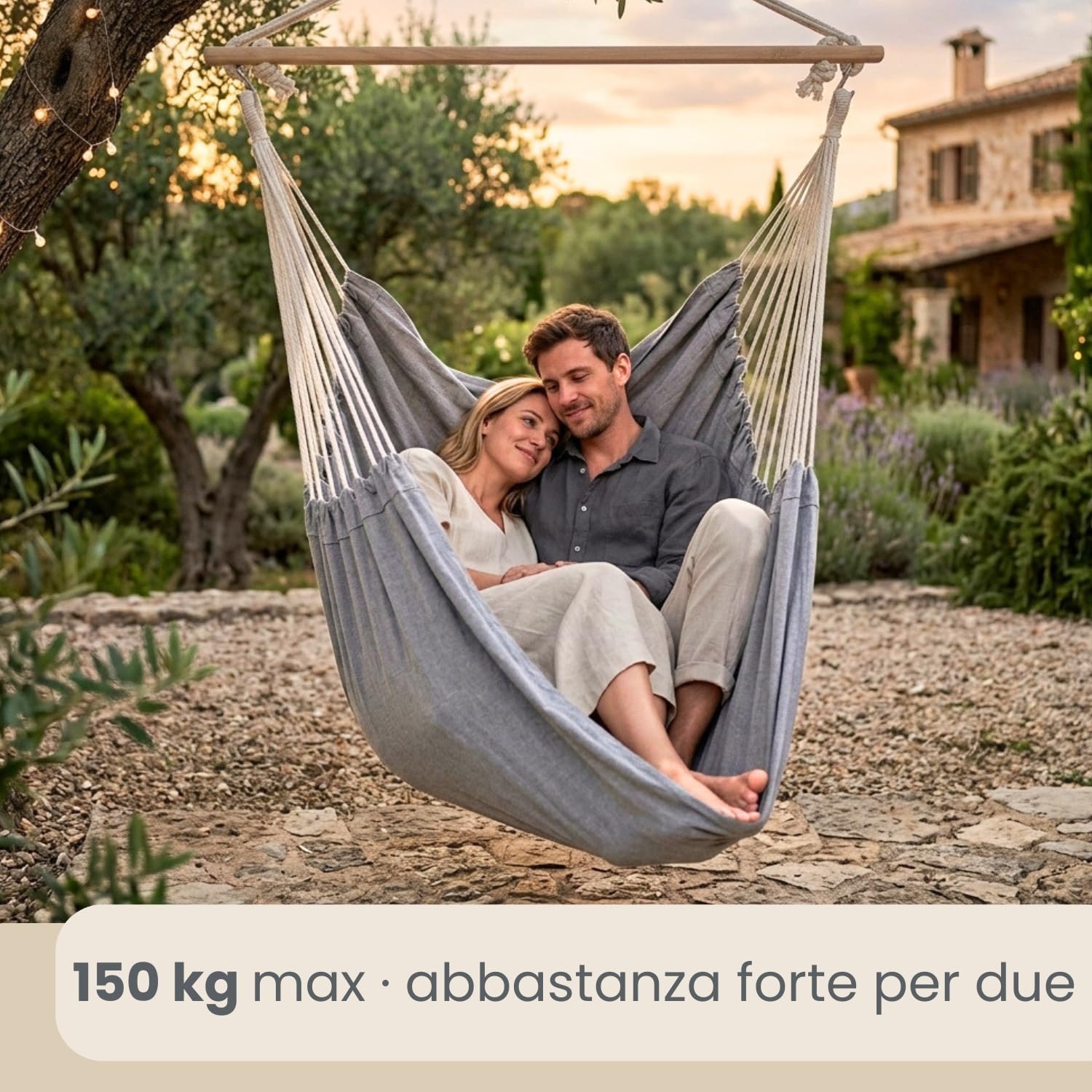AMANKA Innovativa XXL Sedia Sospesa di Tela 185x130cm Sedile Sospeso Grigio