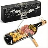 Bokon Melted Wine Bottle Serving Board Decorative Cheese Tray Charcuterie Board with Knife Fork Cracker Platter Wine Lover Gift for Accessories Gourmet Party Housewarming Mom(Brown,1 Pcs)