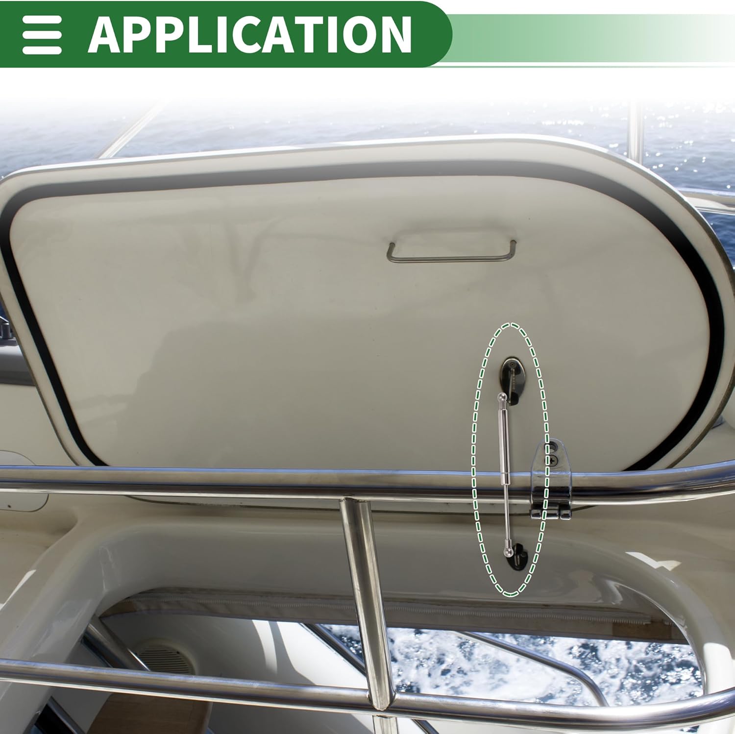 Motoforti Universal Stainless Steel Lift Support Struts Ball Joint Gas Spring for Boat Marine Hatch Cover Storage Lid Toolbox Cover 15inch/380mm 60lb/267N/27kg 2 Pcs