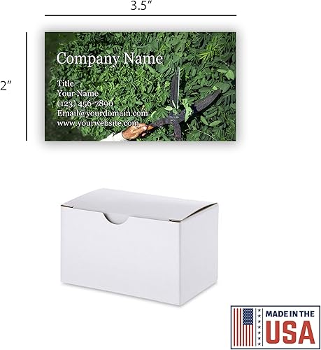 Vista 60 de Tarjetas de visita personalizadas, 3.5 x 2 pulgadas, paquete de 100 tarjetas gruesas y resistentes de 14 puntos, cuidado del césped, remoción