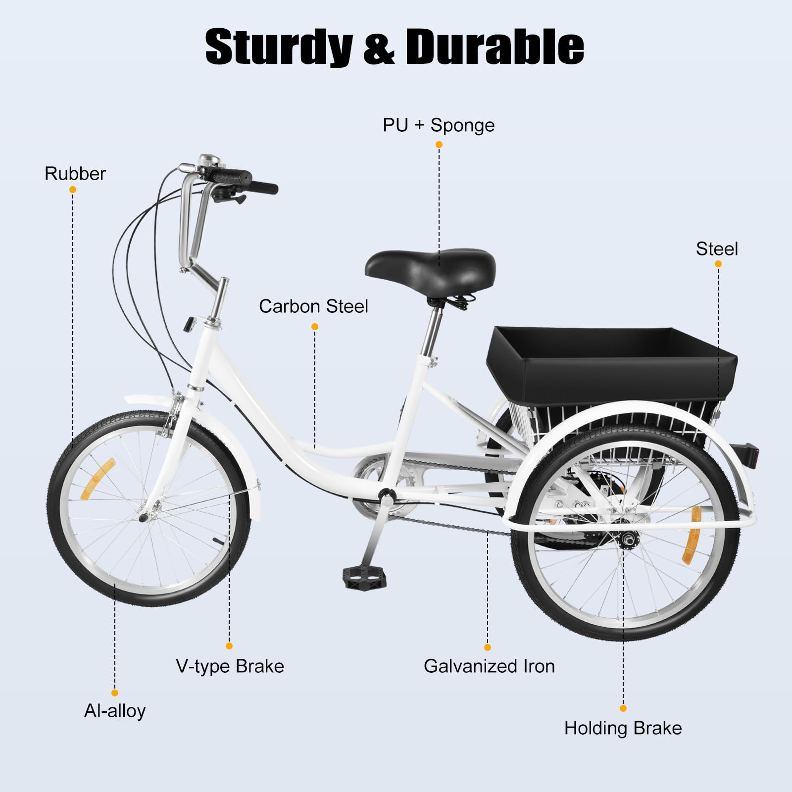 RainWeel Tricycle Pour Adulte 26" 6 Vitesses - Vélo Cruiser Avec Panier