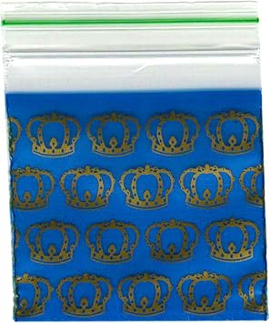 100 Grip Seal Bags Strong Resealable Zip Lock Bag Reusable Clear Plastic Baggies Print Food Storage Jewellery Medicine Polythene Packaging Bag 40mm x 40mm Crown 100pcs 1.5" x 1.5" 4cm x 4cm