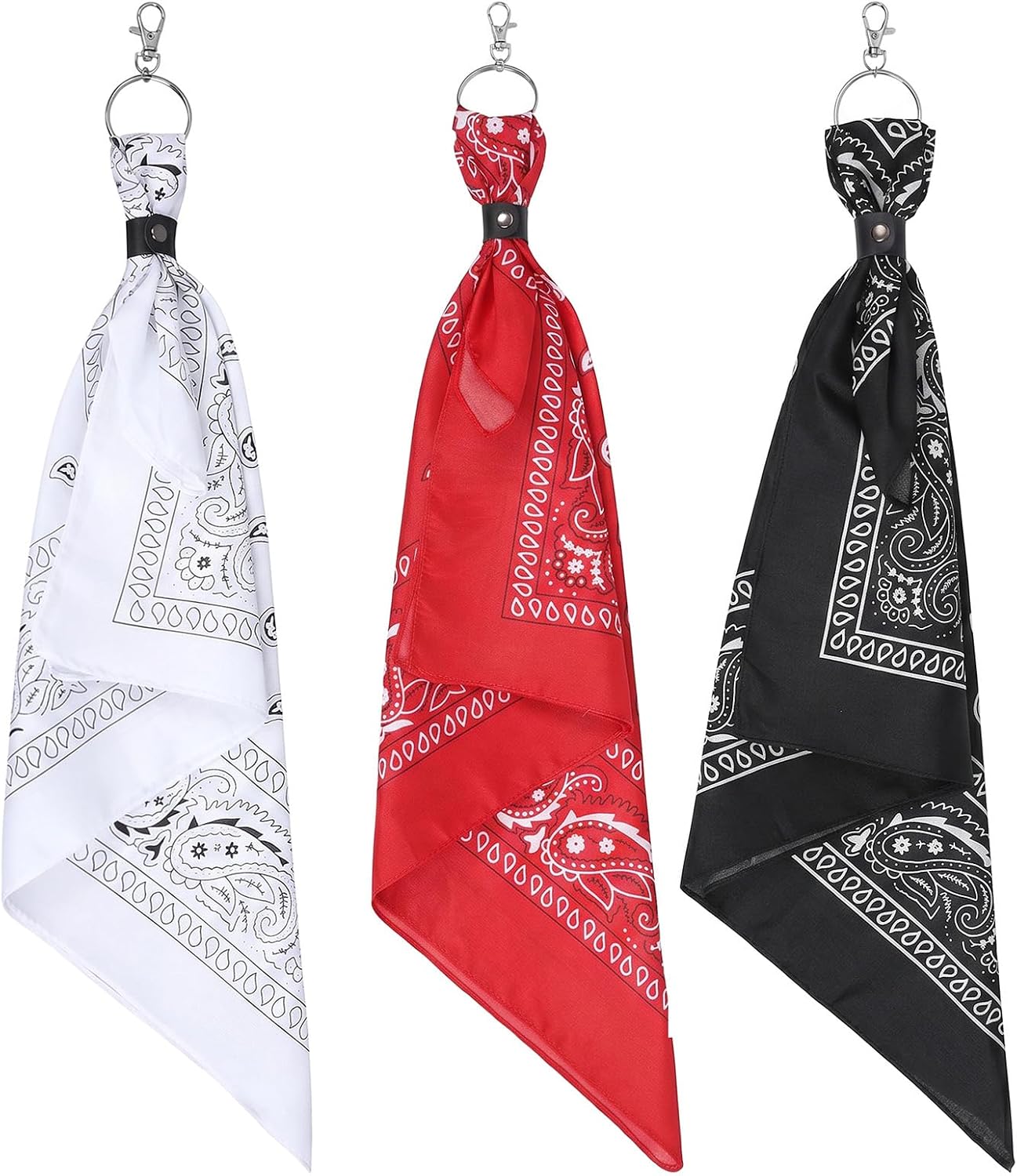 3Pcs Paisley Pattern Western Bandana Pants Chain, Hip Hop Punk Jean Pocket Chains Clothing Accessories Multicolor