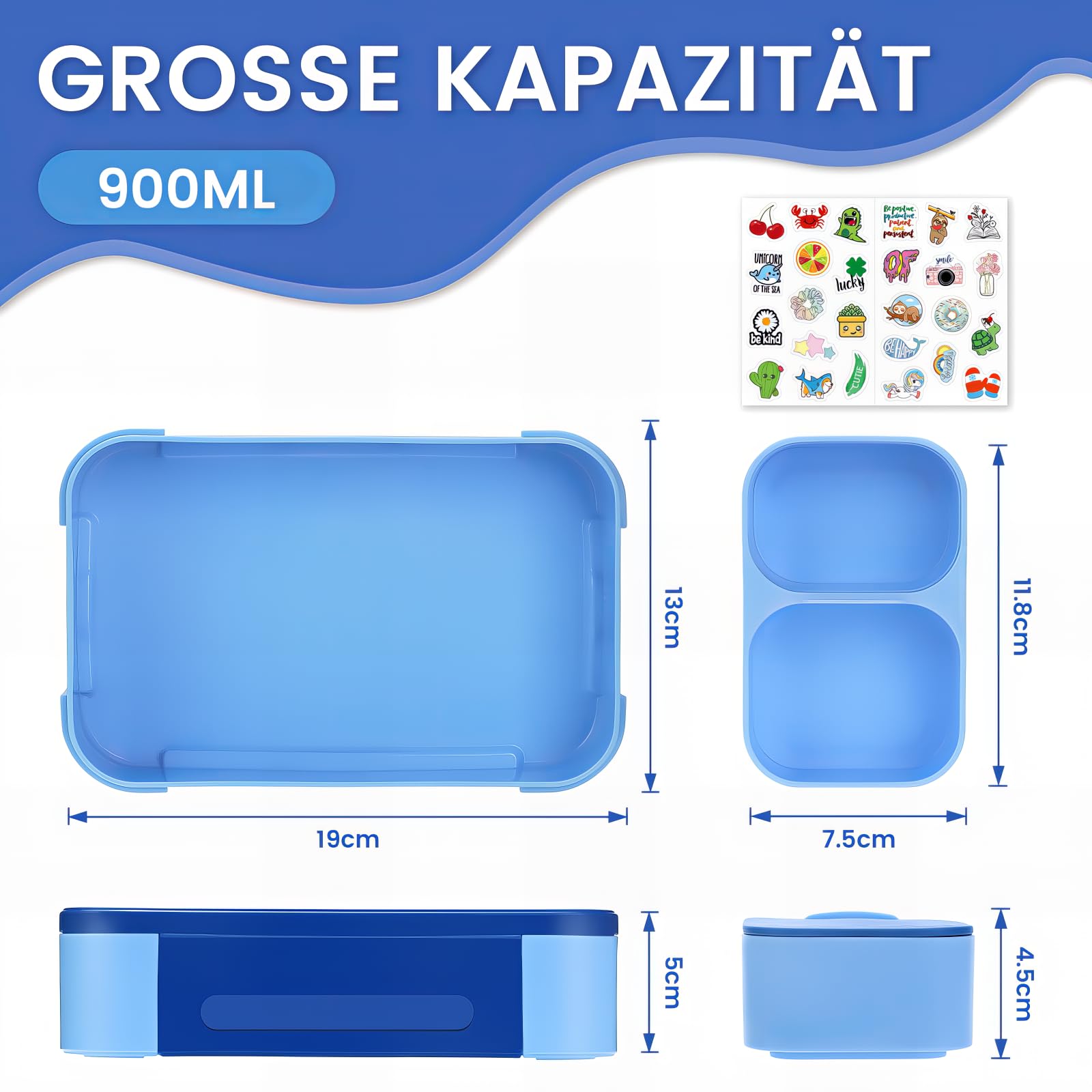 Ganata Boîte à Déjeuner Repas Lunch Bento En Acier Inoxydable - 1080 Ml