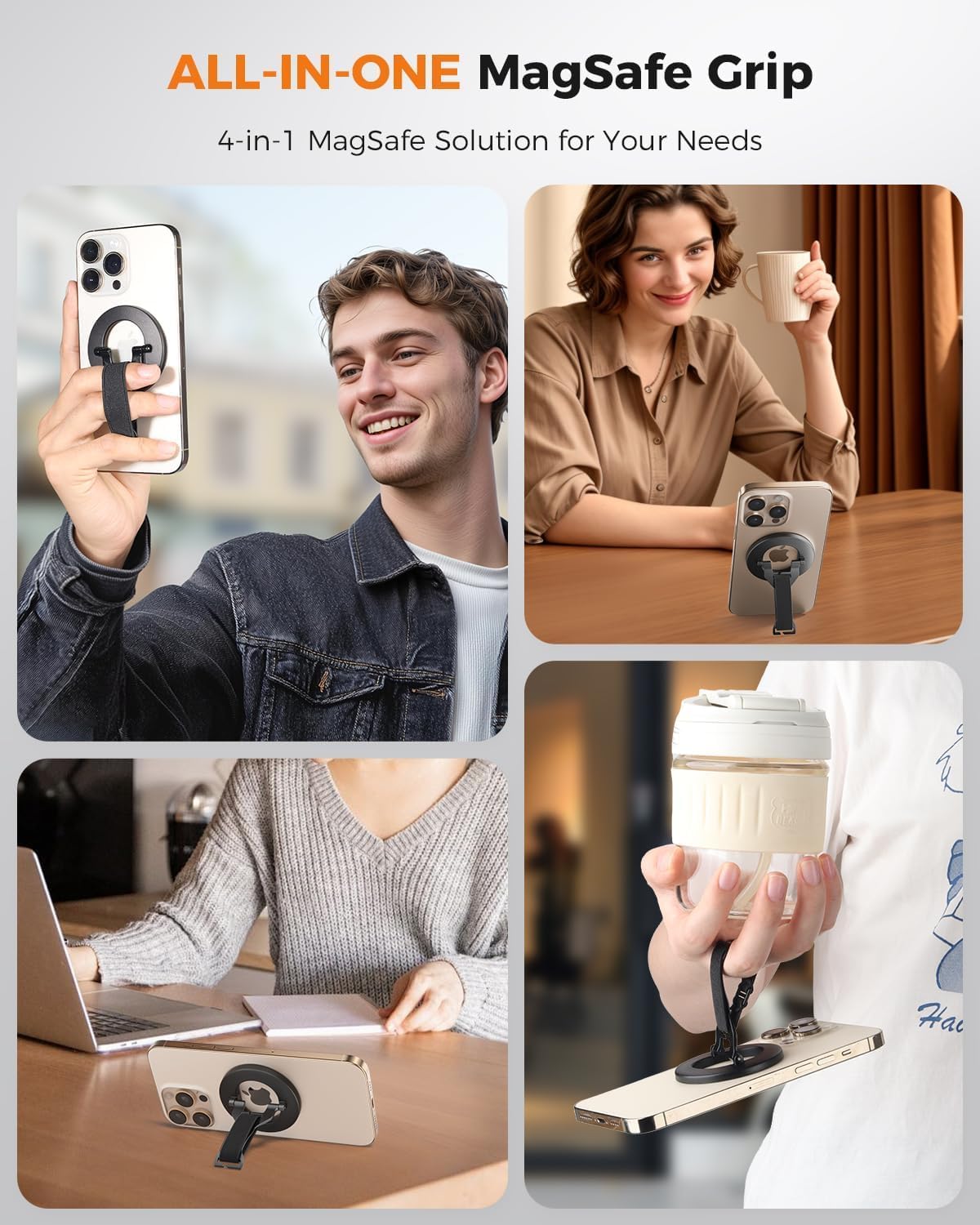 SUPERONE for Magsafe Phone Grip, Magnetic Phone Ring Holder Strap, Magnetic Phone Grip, Magsafe Finger Ring Grip Stand Holder for iPhone 17/16/15/14/13/12 Series