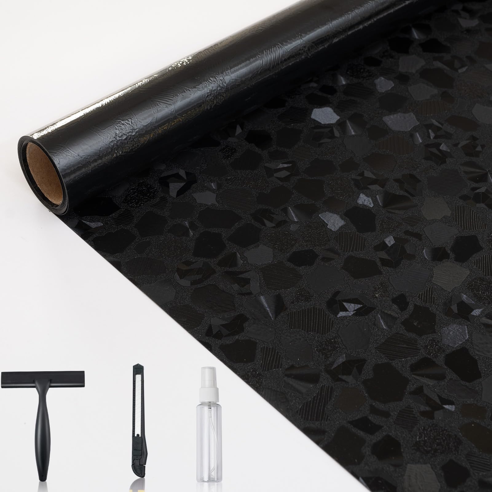 Film occultant pour fenêtre effet gravier 3D DKTIE, vinyle statique 90x200 cm