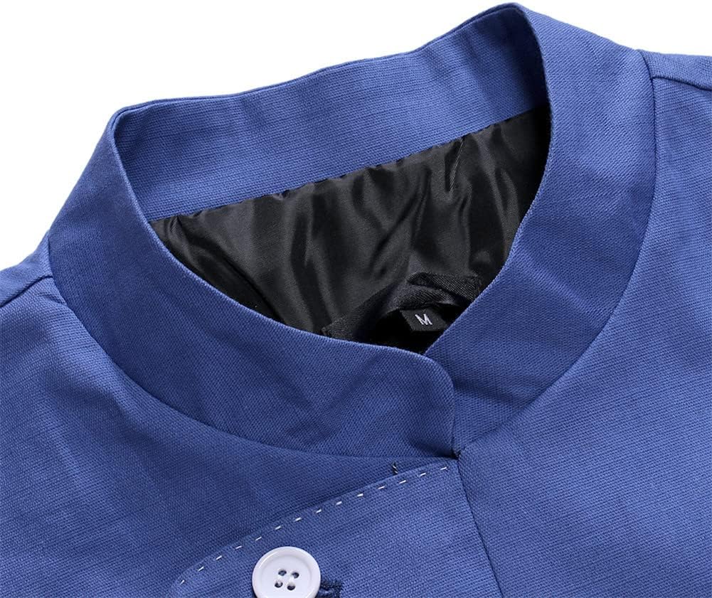 Youllyuu Men Suit Vest Irregular Party Single-Breasted Stand-Up Collar Pocket Gentleman Suit Vest