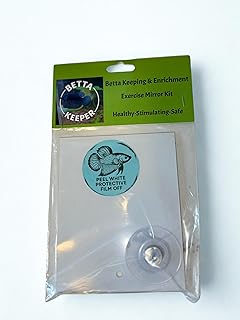 – Exercise Mirror Kit with Suction Cup | Safe Outside-Tank Design for Healthy Betta Fish Exercise & Stimulation | Large 4inx5in Mirror