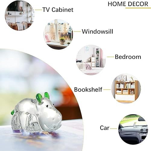 Miniatura 2 de hobbyme Hipopótamo decorativo coleccionable de cristal, decoraciones de artículos pequeños en el escritorio, decoraciones de pisapapeles de animales