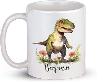 Kaffemugg personlig dinosaurie med blommor keramiska muggar ny personlig mugg dekorationer keramisk kopp för arbete kontor köksredskap 330 ml