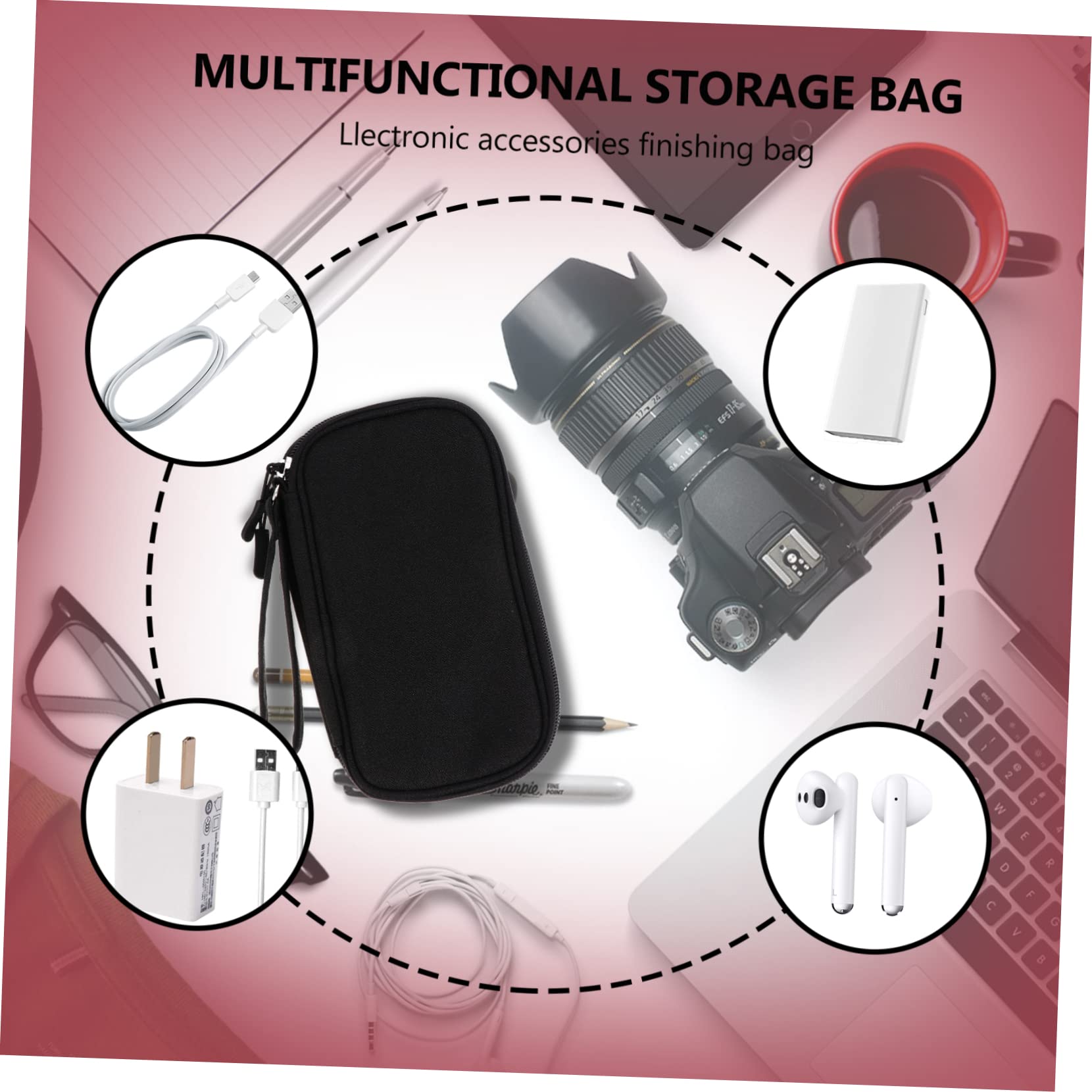 Uonlytech 3pezzi Borsa Porta Cavi Dati Organizer Multiuso Per Accessori Elettronici Custodia Portatile Per u Disk e Auricolari Perfetta Per Viaggi e Uso Quotidiano