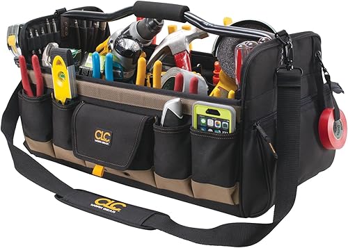 Miniatura 10 de Custom Leathercraft WORK GEAR 1579 - Caja de herramientas de 20 pulgadas, parte superior abierta, 27 bolsillos y martillo ESTWING, garra recta de 16