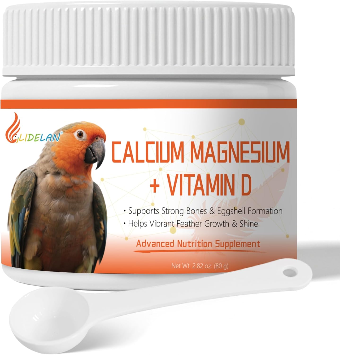 Bird Calcium for Birds with Magnesium and Vitamins D3–Vet-Developed Formula, Supports Strong Bones, Eggshell Health, Feather Growth, Muscle and Nerve Function, Dissolves Tasteless in Water,80 Servings