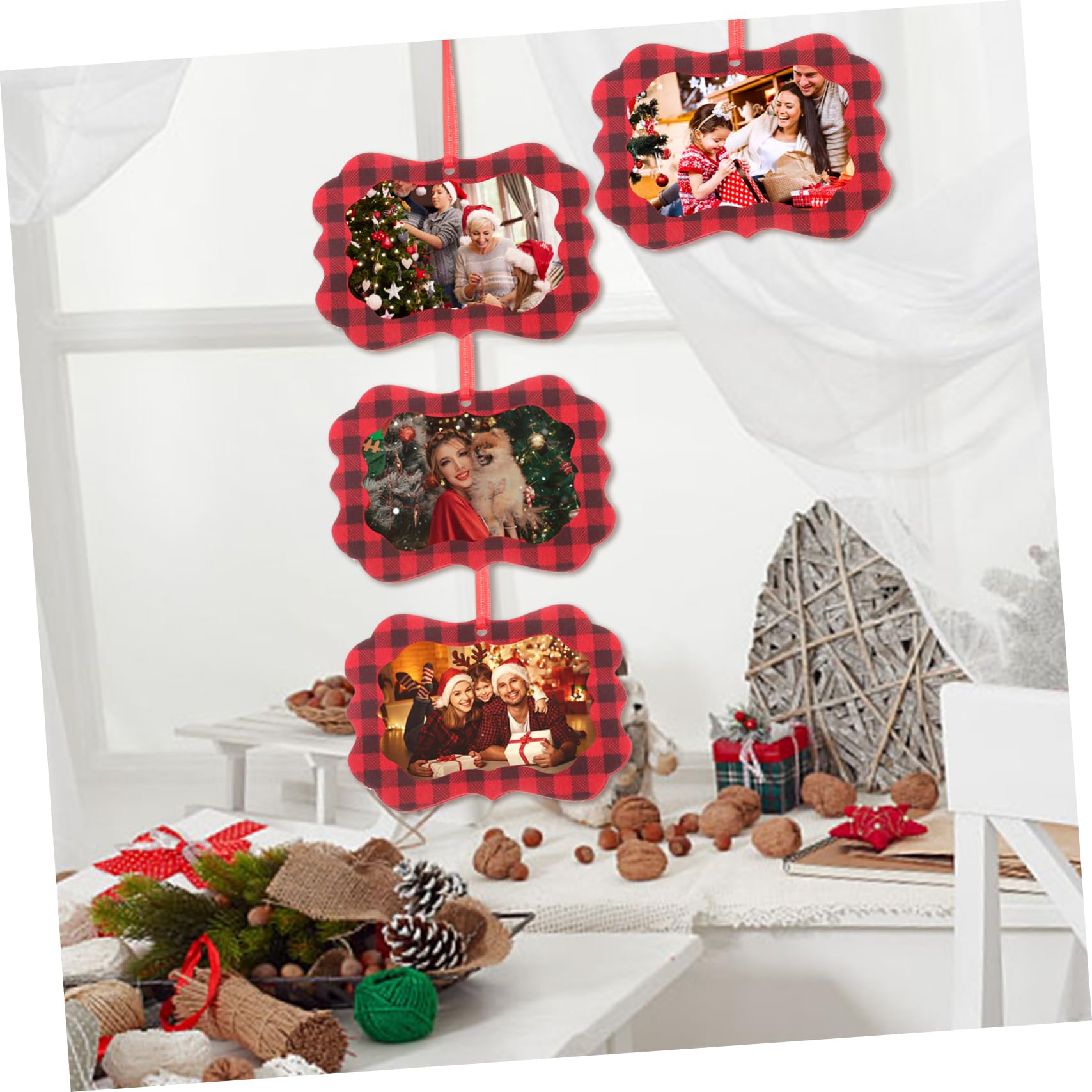 Cabilock 36piezas Marco De Colgante para Árbol De Navidad Adorno De Decoración Navideña Marco De Personalizable y