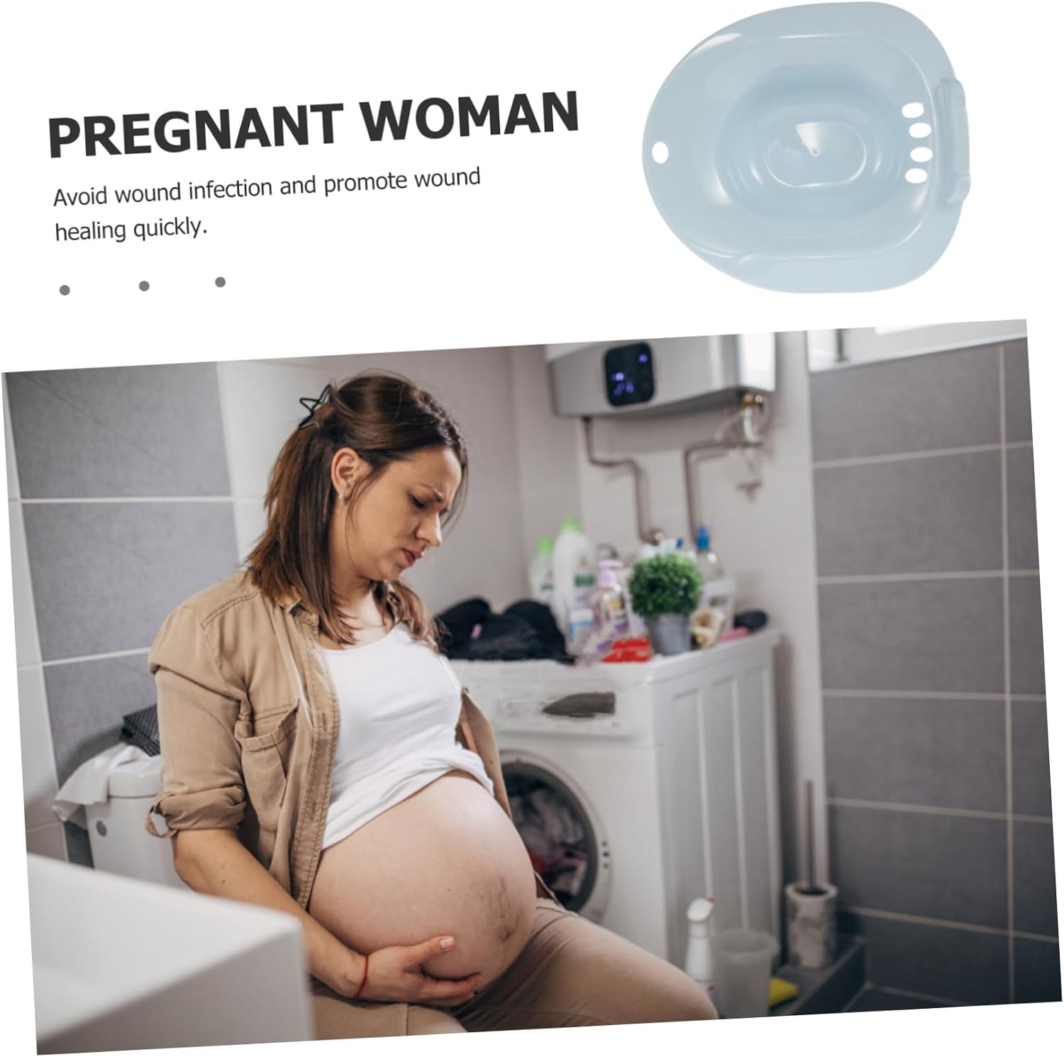 Sitz Bath Toilet Seat Basin with Anti-Spill Overflow and Non-Slip Base Comfortable Postpartum Care Soaking Tub for Pregnant Women and Men Suitable for Hip and Lower Back Comfort