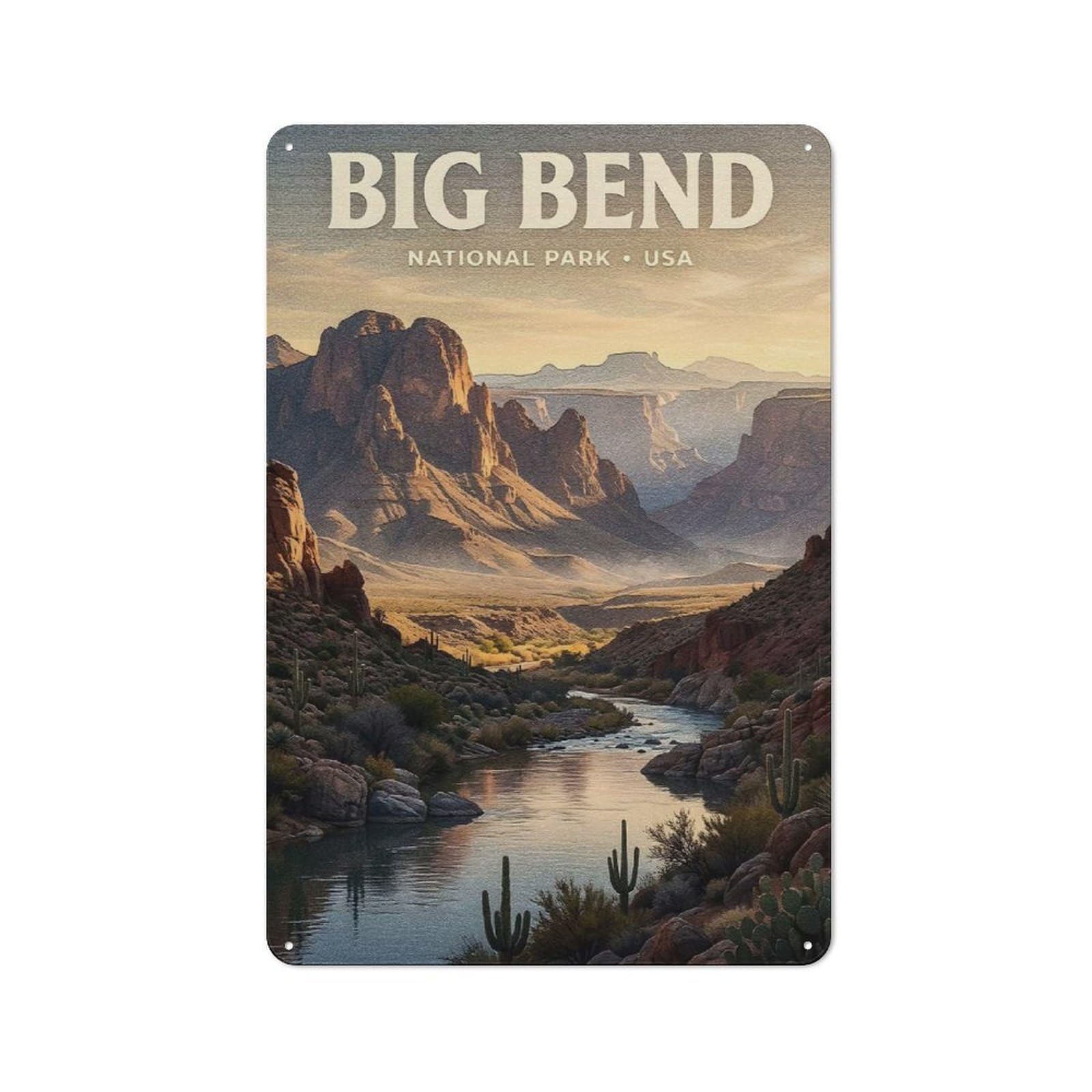 Junmoney Style Big Bend National Park Rustic Metal Sign 30X20cm For Pub Or Café, For Collectors Of Rustic Metal Wall Decor