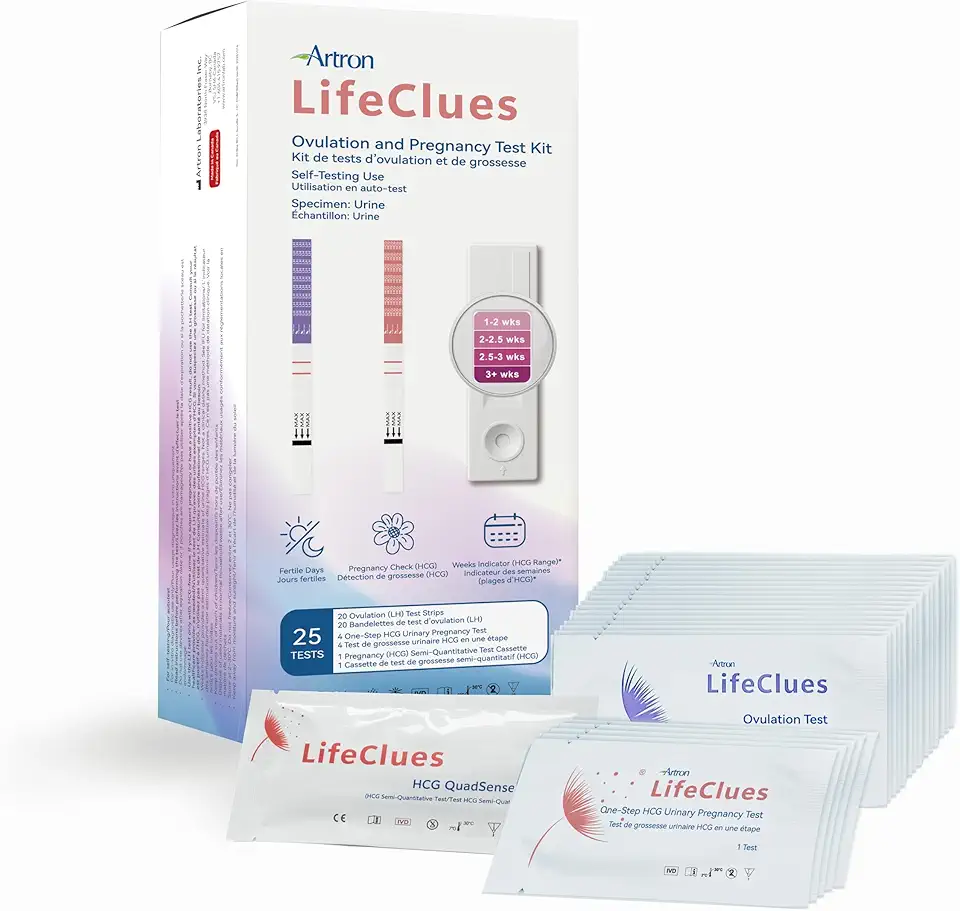 25 Tests Pack: 20 LH Strips, 4 HCG Strips and 1 QuadSense HCG Cassette. The Most Complete Fast &amp; Accurate Home Fertility Solution for Women. Ovulation &amp; Pregnancy for Both Early Detection &amp; Pregnancy Progress Tracking. Proudly Made in Canada.