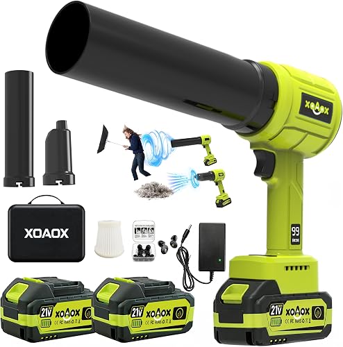 XOAOX Cordless Leaf Blower & Vacuum, Handheld Blower with 2×4.0Ah Batteries