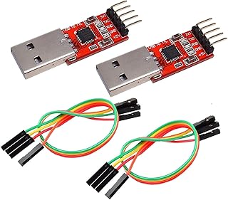 RedTagCanada 2PCs of CP2102 Module USB to TTL 5PIN Serial Converter Adapter Module, UART STC Downloader for 3.3V and 5V with Jumper Wires for Arduino