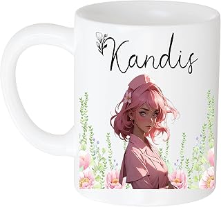 Coffee Mug Nurse Name Kandis Coffee Mug Custom Name Nurse Mug Personalized Nurse Dahlia Graduation Gift Custom Mug Doctor, Customize Doctor 11oz White Mug 030675