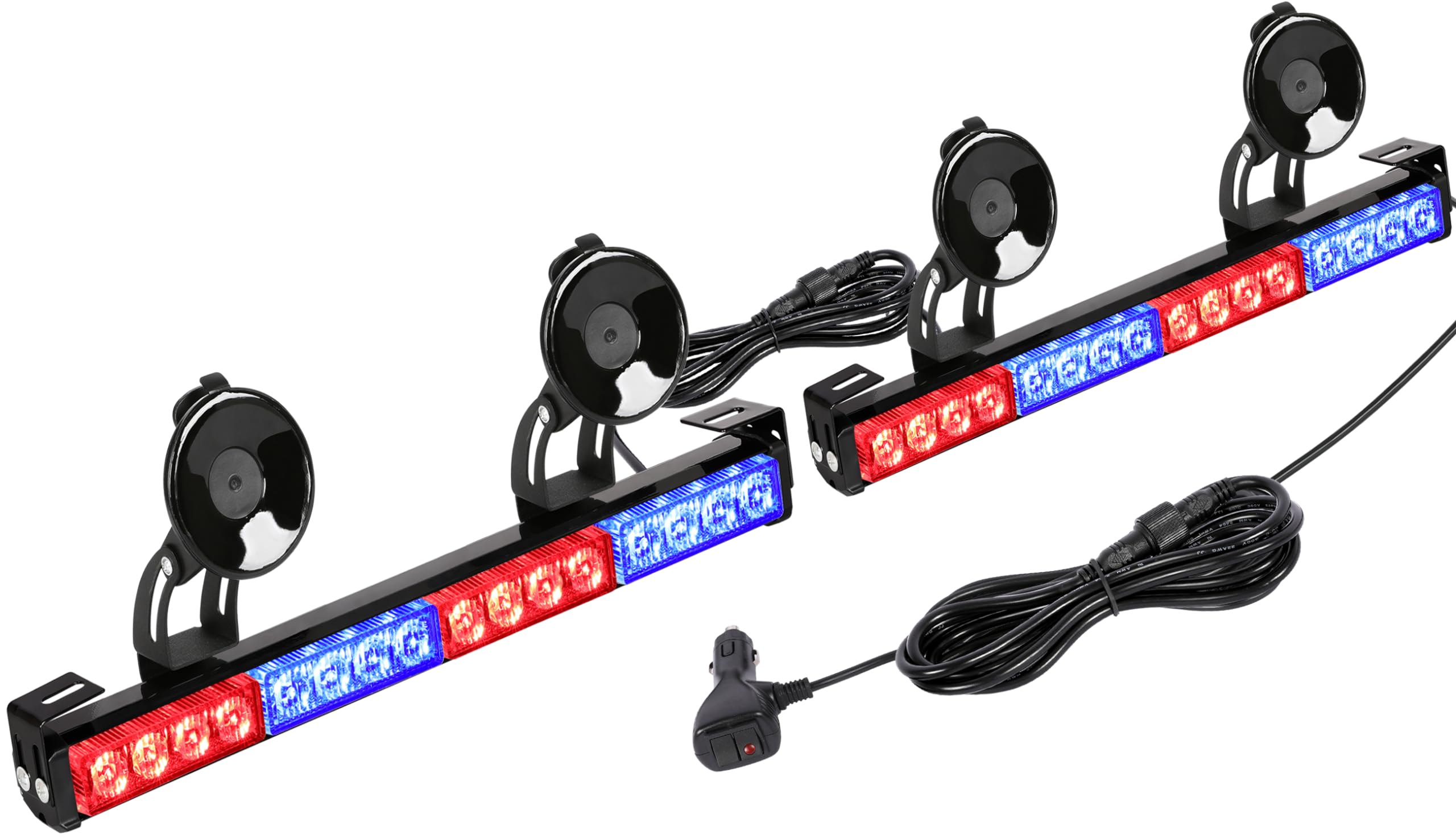 LINKITOM2 in 1 Emergency LED Traffic Advisor Strobe Light Bar, 23 Flash Patterns 32LED Interior Safety Warning Hazard Flashing Lights for Roof/Dash/Front/Rear Windshield (Red/Blue)