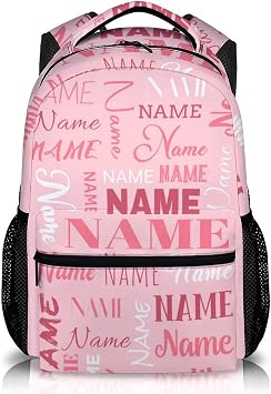 Girls Backpack for School Travel, 17" Custom Name Backpacks for Preschool Kindergarten Elementary, Personalized Pink Cute Large Capacity Bookbag for Children Students