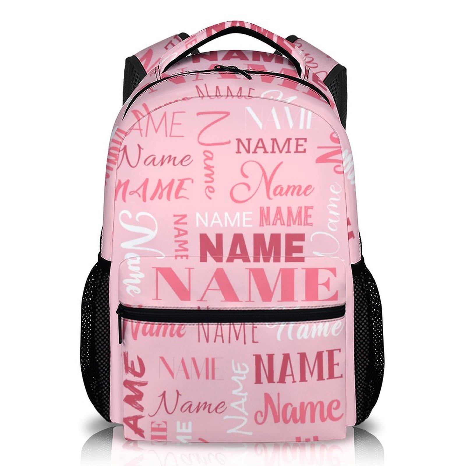 Girls Backpack for School Travel, 17" Custom Name Backpacks for Preschool Kindergarten Elementary, Personalized Pink Cute Large Capacity Bookbag for