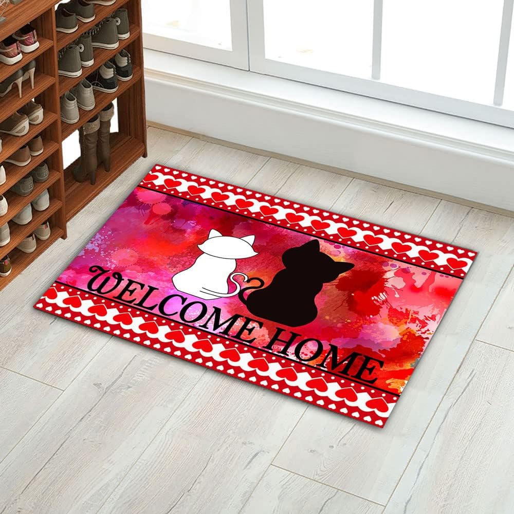 Home Doormat Welcome Mat - Red Hearts Love Door Mats Mother's Valentine's Day Floor Mat,Love Heart 23.6"x15.7"