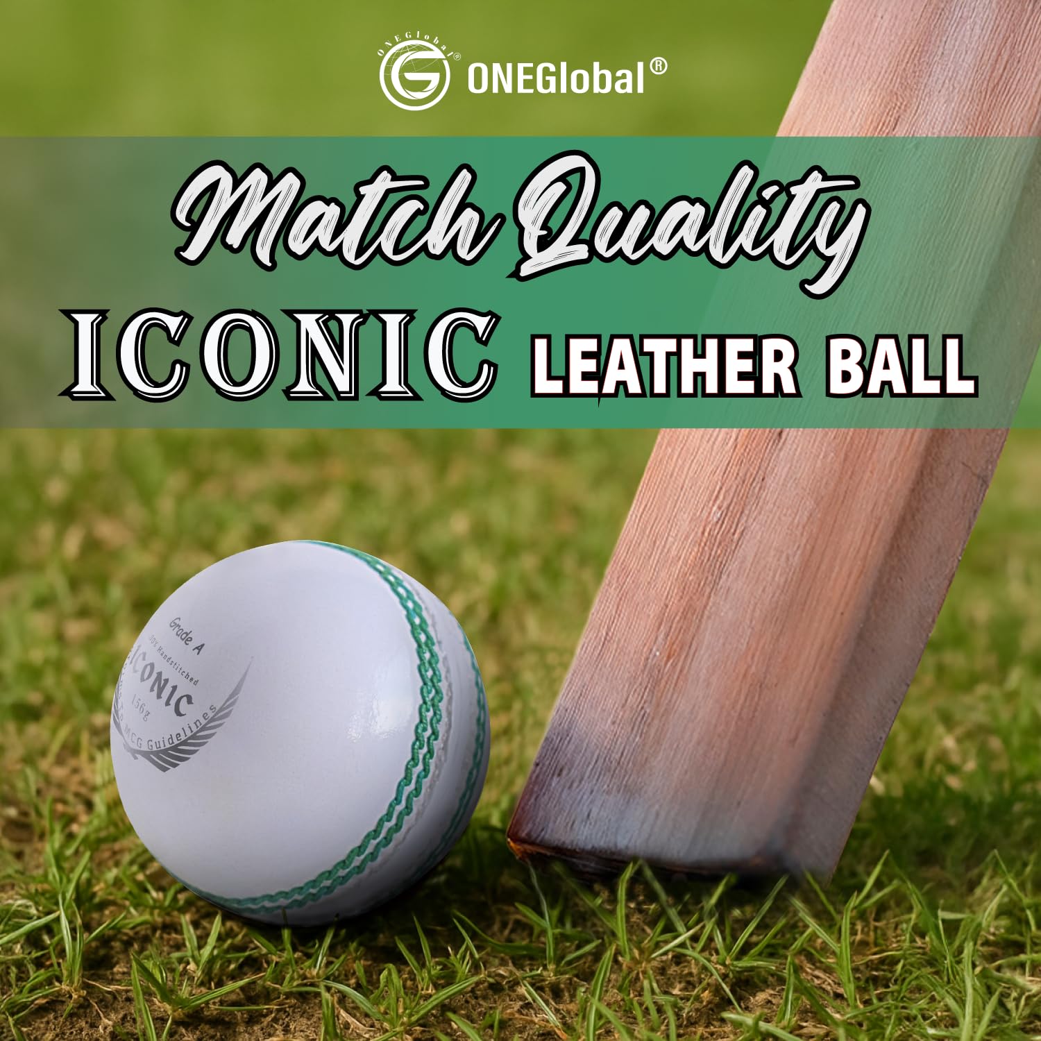 Balle de cricket emblématique en cuir | 100 % cousue à la main, 156 g – 5,5 oz, construction imperméable en 4 pièces | Balles de cricket rigides de qualité assortie