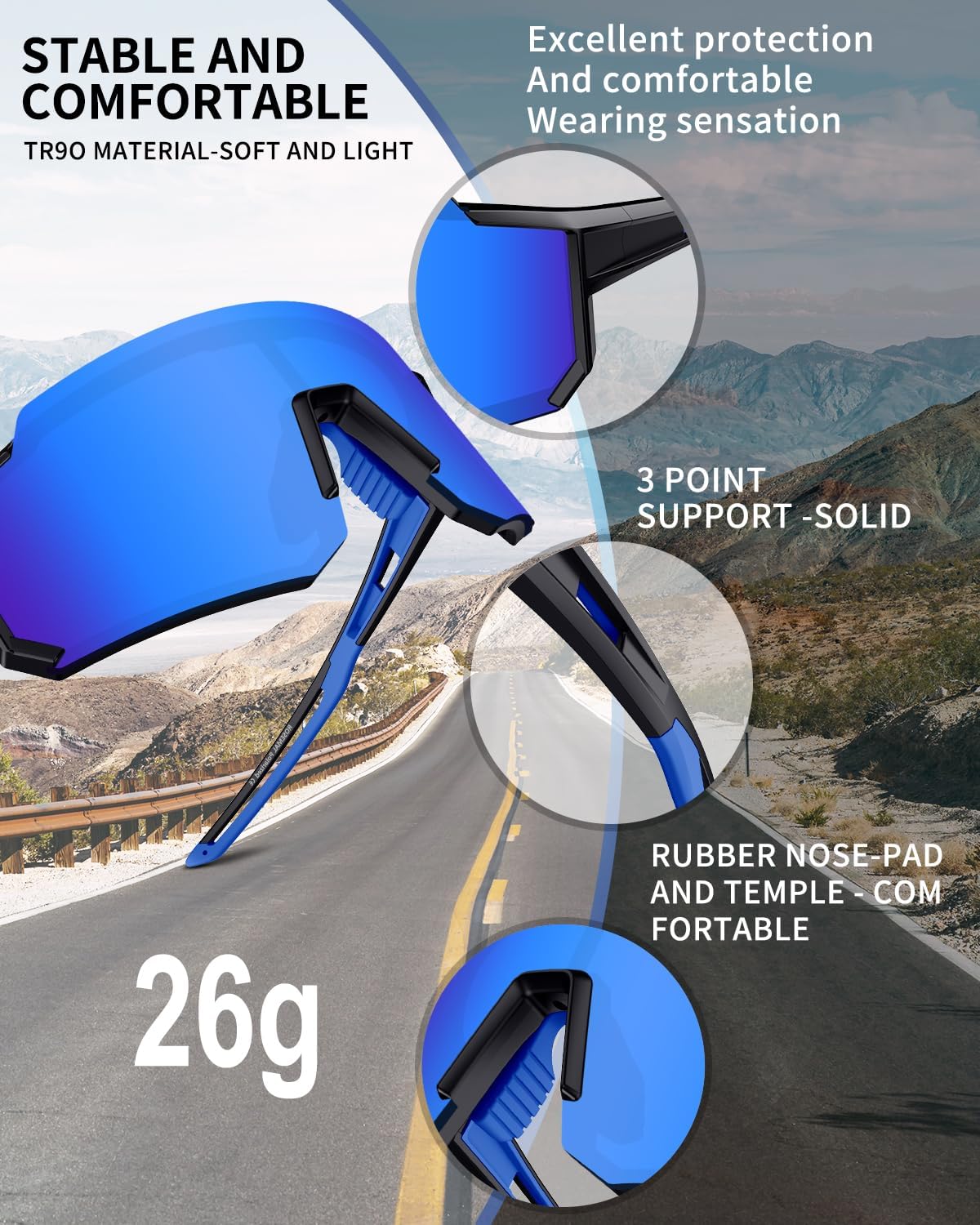 Polarized Sports Sunglasses for Men Women Youth Baseball Running Cycling Driving Fishing Tennis Golf Motor TAC UV400 TR90