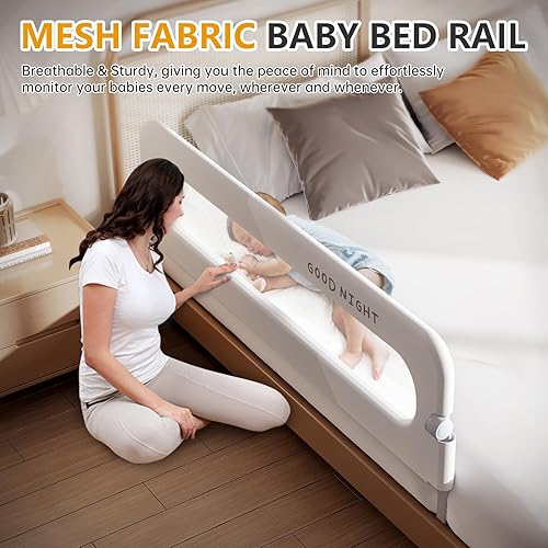 Miniatura 4 de strenkitech Rieles plegables para cama infantil, parachoques de protección para cuna, riel lateral de cama seguro para camas individuales, queen,