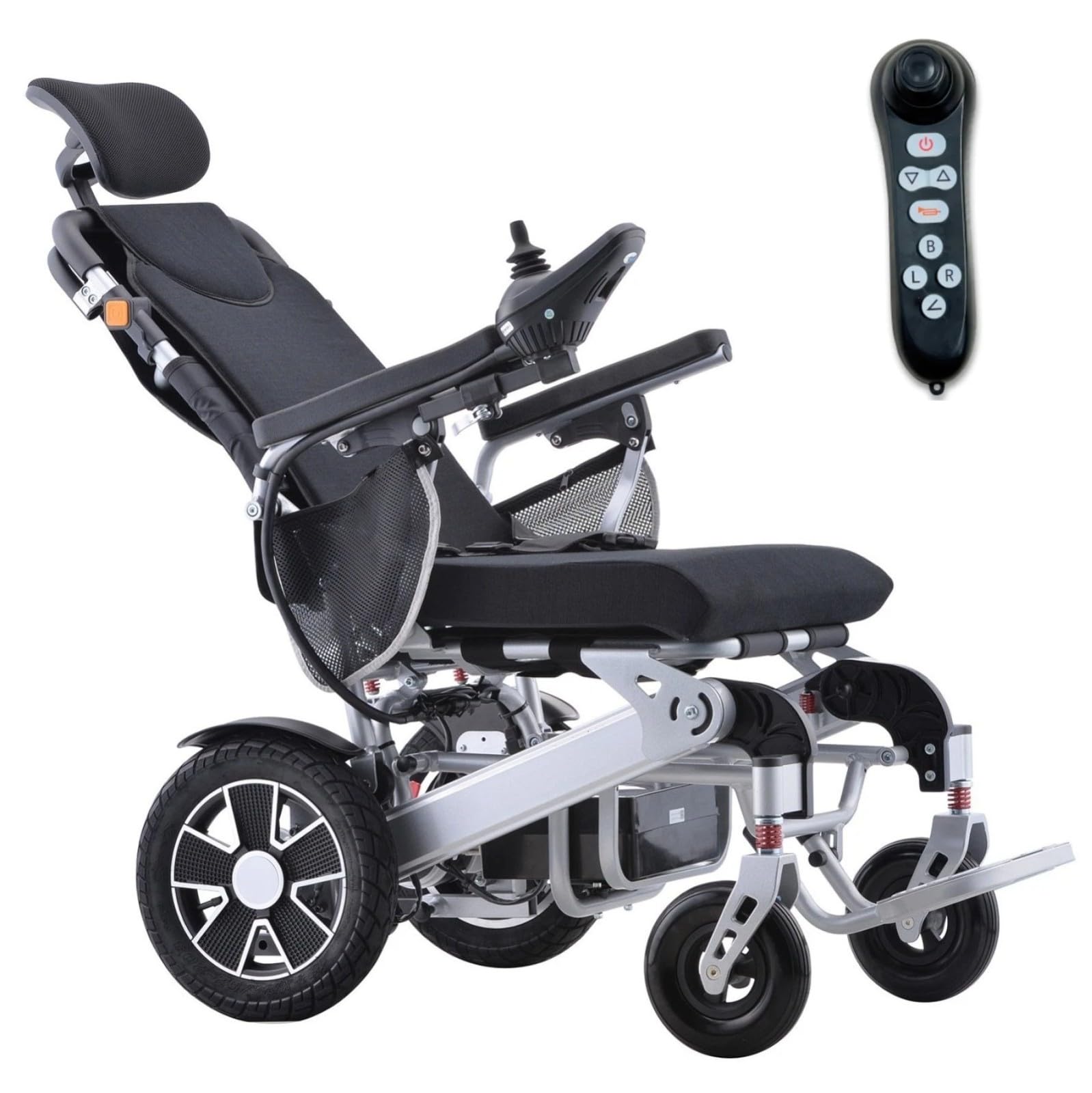 Silla de ruedas eléctrica plegable ligera con respaldo ajustable mando a distancia, ancho del asiento 47 cm, modelo J26R