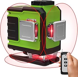 Laser Level, MAITHEUO 3x360° Cross Line Self-leveling Laser Level, High Visibility Red Laser Level Line Tool for Outdoor/Indoor, Picture Hanging, with Battery, Remote Controller, Magnetic Stand…