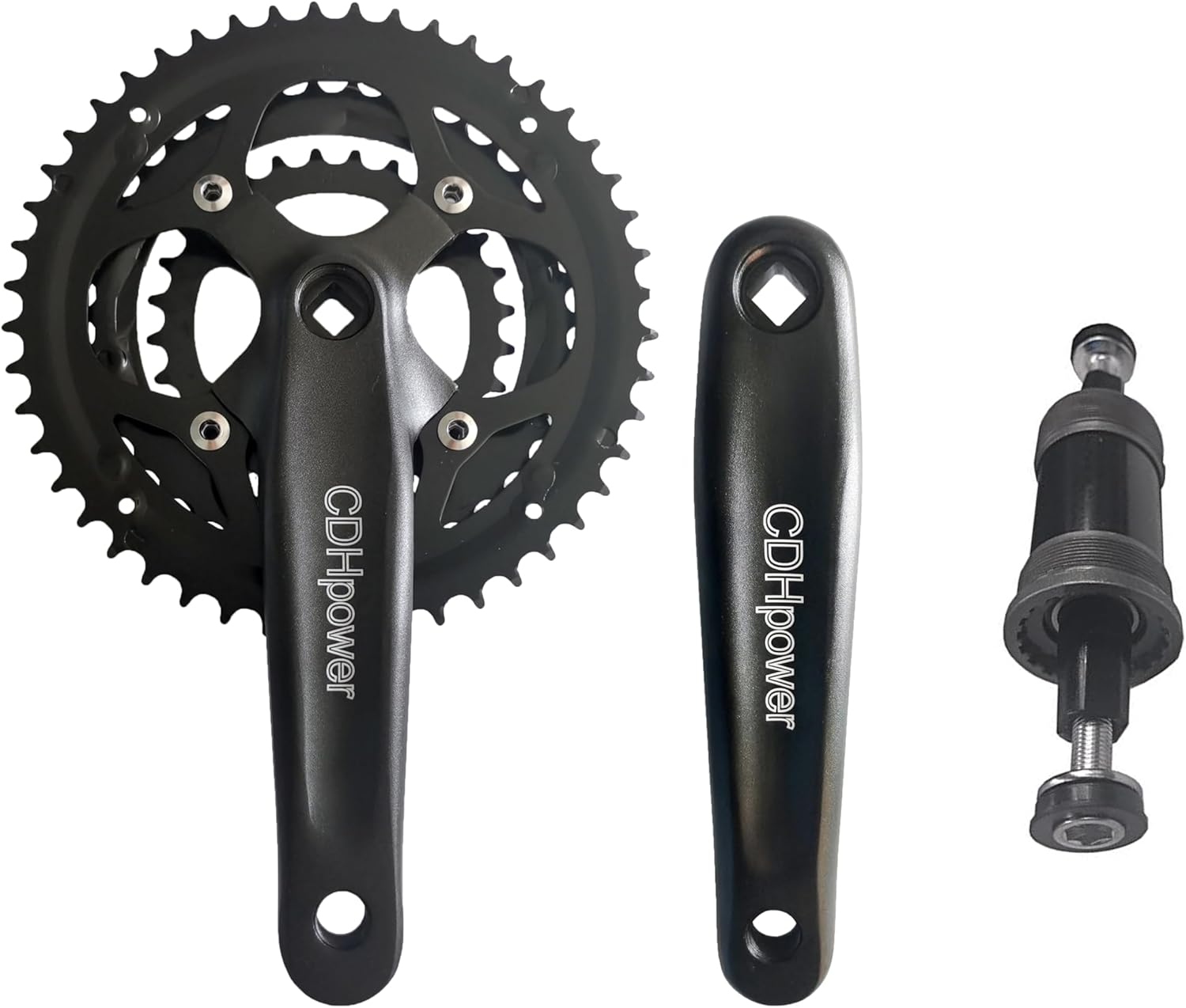 Triple Speed Aluminum Alloy Square Crankset 170mm 104/64bcd 48/38/28T with Chainring Crankarms & English BB Bottom Bracket 68x120mm, Crank Set Chainset for Mountain Road Bike Fixed Gear Bicycle