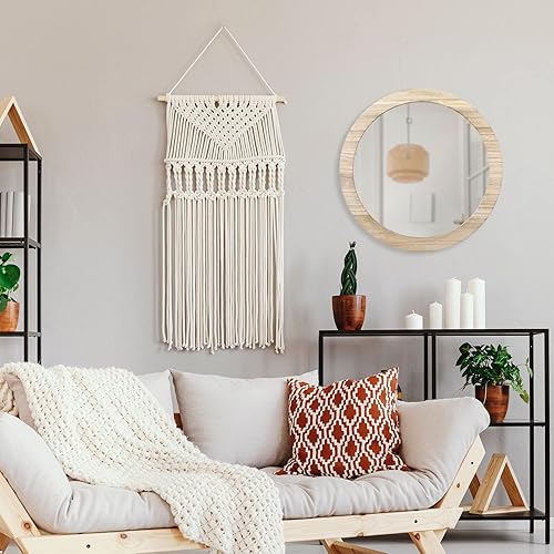 Miniatura 17 de JJUUYOU Espejo de pared circular de 16 pulgadas, espejo de pared redondo para baño, espejo circular de granja, decoración de pared de baño, espejo