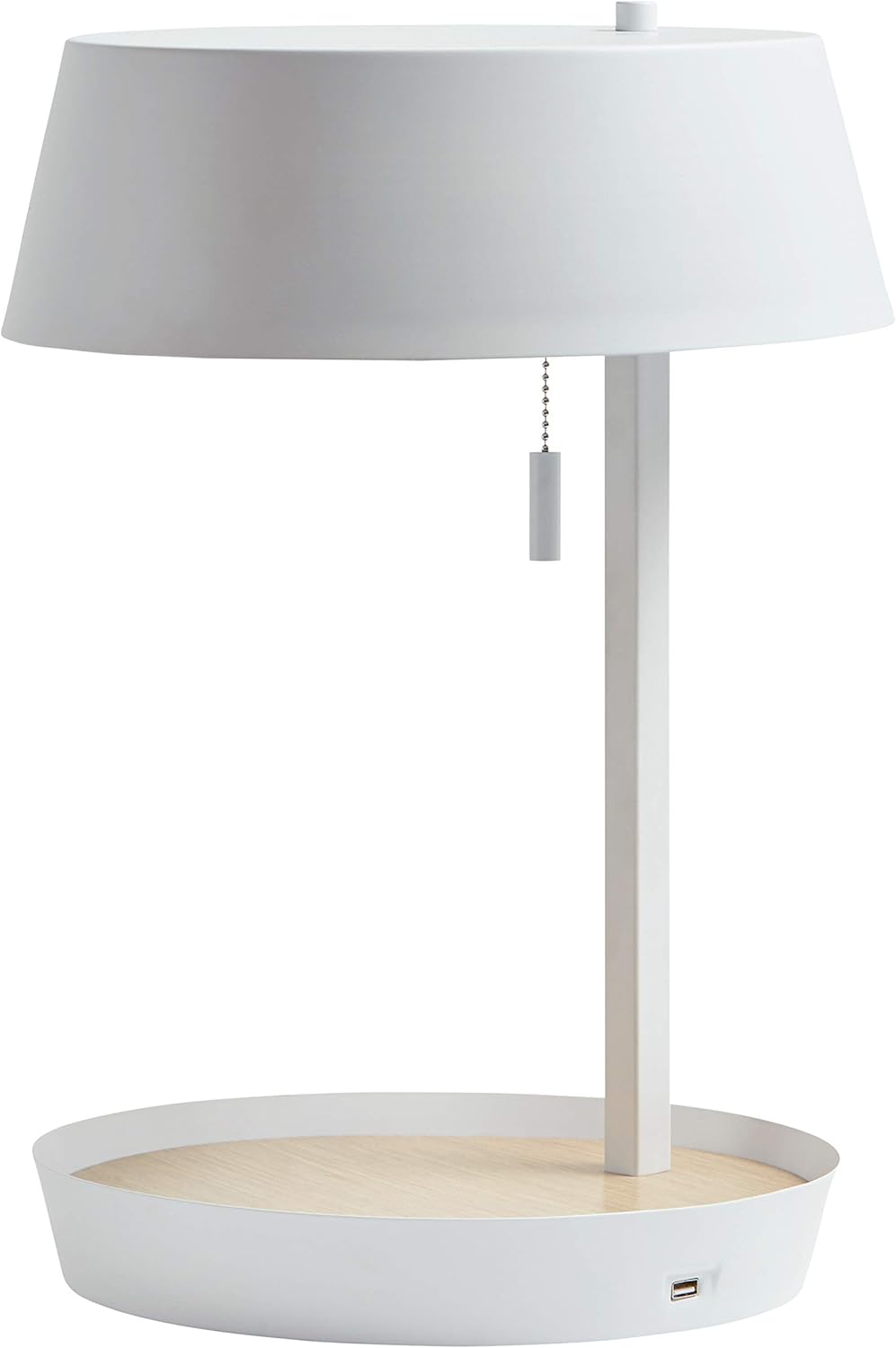 Amazing 🔥 Amazon Brand – Rivet Modern Table Lamp with USB and Bulb, 18"H, White