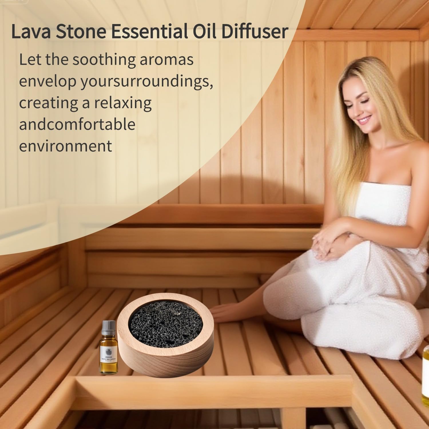 Lava Rock Passive Diffuser for Essential Oils Great for Sauna Decorating at Home, Office, Bedroom, Bathroom or Car, and Gift-Giving (2)