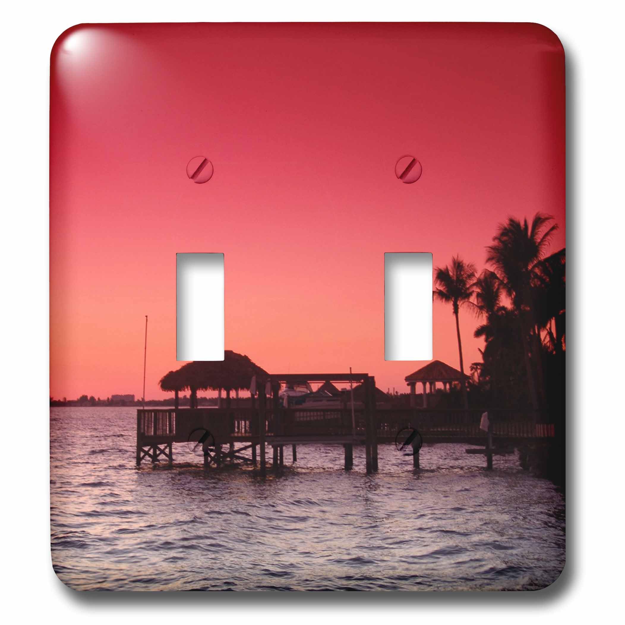 Plaque double interrupteur à bascule 3dRose lsp_14580_2 Tropical Cherry Sunset Premium