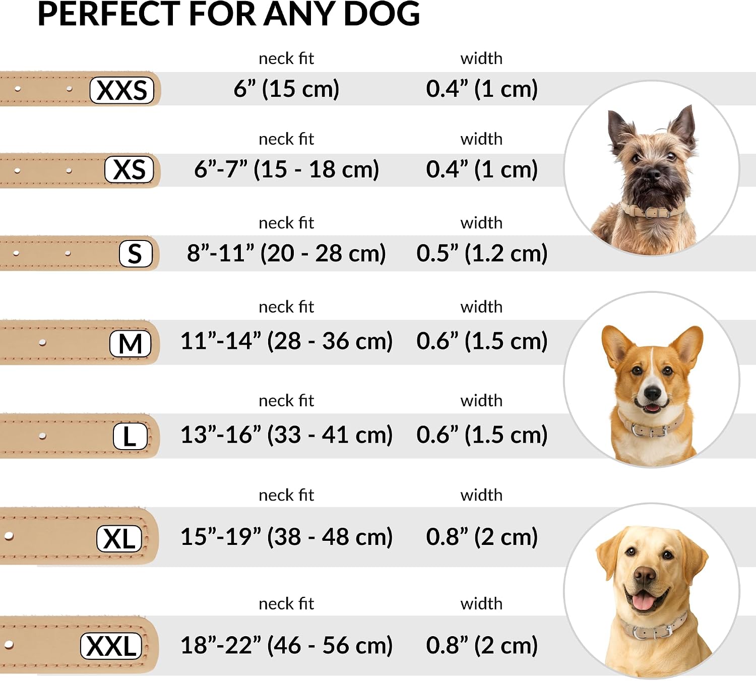 CollarDirect Rolled Leather Dog Collar, Soft Padded Round Puppy Collar, Handmade Genuine Leather Collar Dog Small Large Cat Collars Black Pink Red Purple Blue (Fits 6"-7'' Neck, Beige) image 4