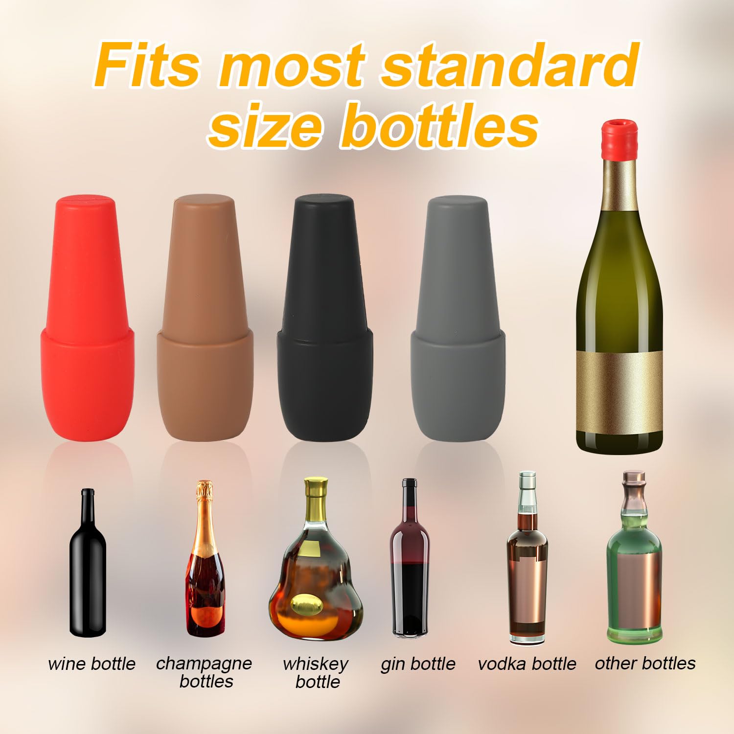 Lot De 4 Bouchons De Vin Réutilisables En Silicone Pour Garder Le Vin Et Le Champagne Frais Pour Un Usage Domestique