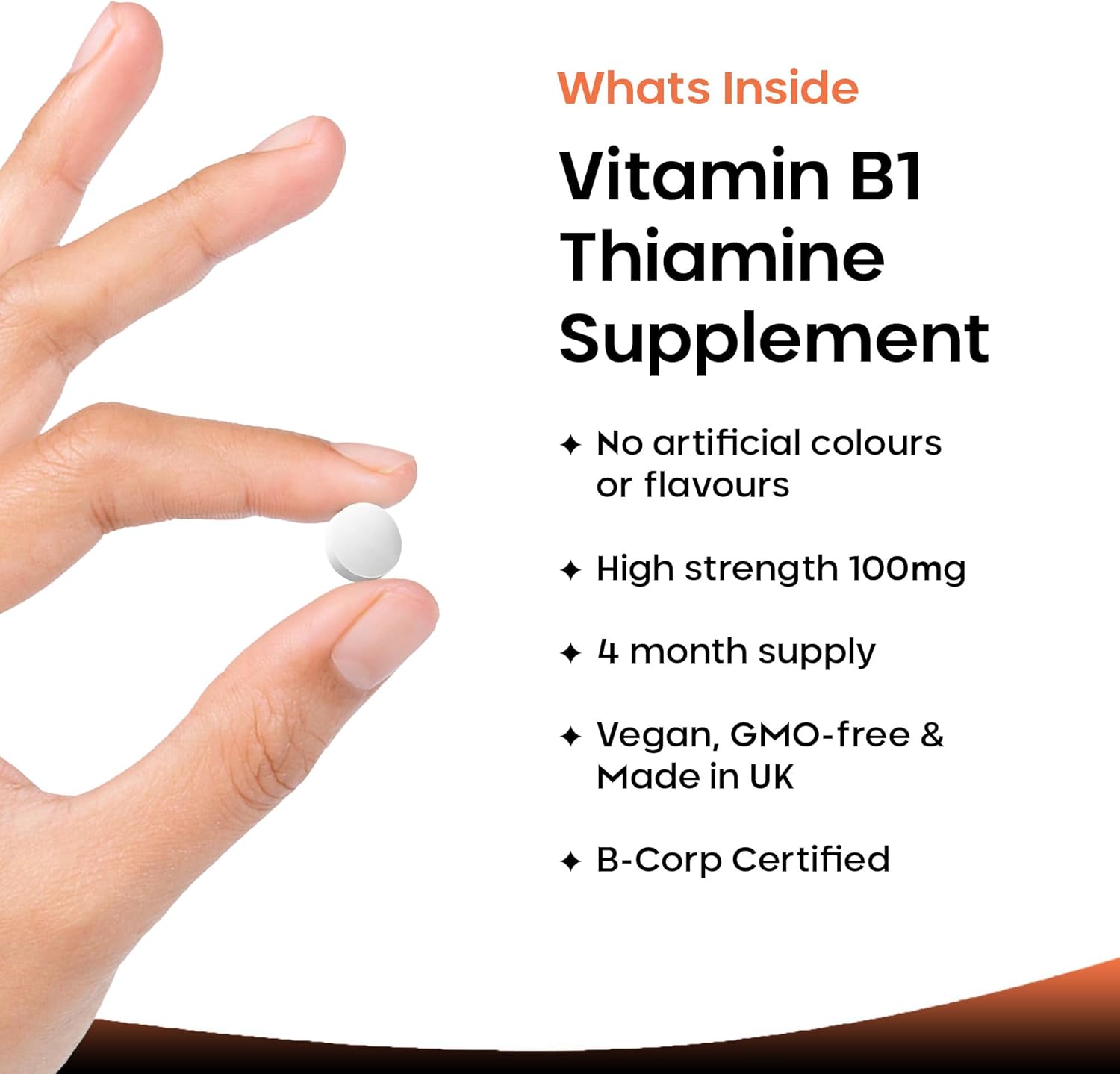 Vitamin B1 Thiamine Supplement 100mg (4 Months Value Supply) Thiamine Vitamin B1 High Strength – Heart Health, Healthy Nervous System, Immune Health, Energy Release Vegan, Gluten-Free, UK,120 Tablets
