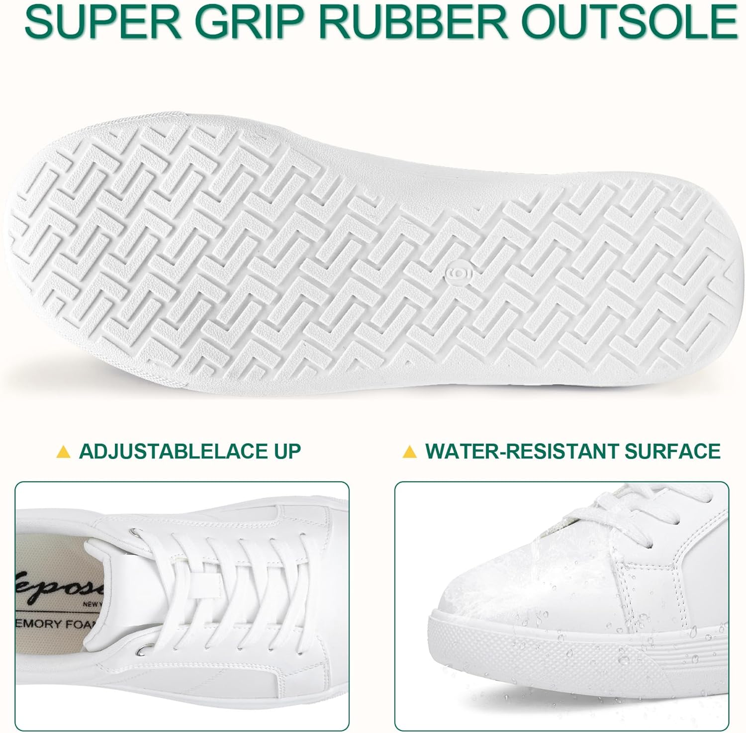 Vepose Women's White Casual Walking Sneakers, Fashion Tennis Low Top Slip On 8013 Shoes - Image 6